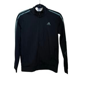 Adidas Youth Lightweight Track Jacket Youth Large 14-16 Black Teal Green Stripes